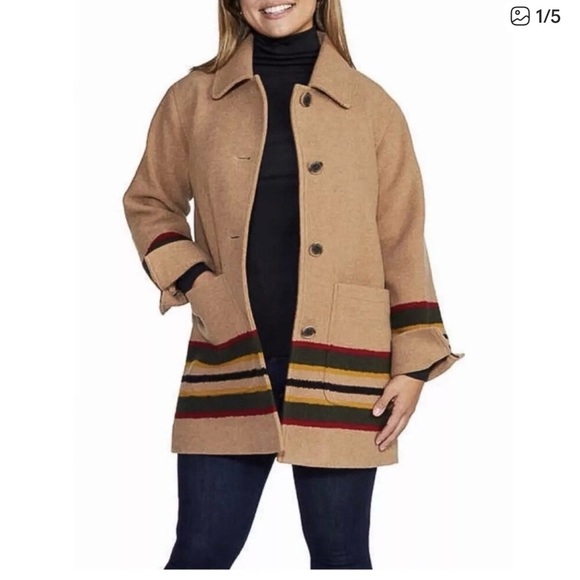Pendleton Jackets & Blazers - Pendleton Tan Trench Coat with Multicolor Stripes